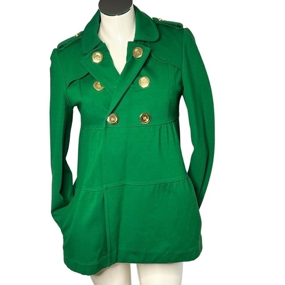 INC International Concept Gold Button Green Peacoat Blazer Women's Size S - Picture 1 of 16